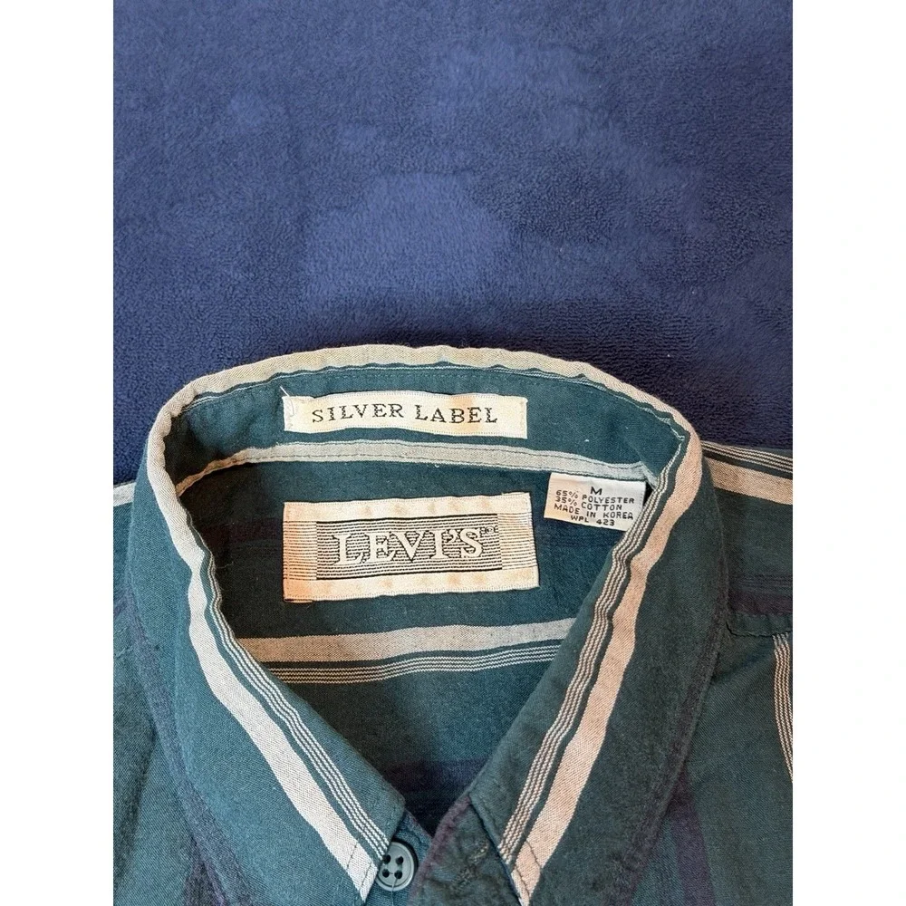 Vtg Levi's Silver Label Men's Short Sleeve Button Up Spring/Summer Shirt Green M